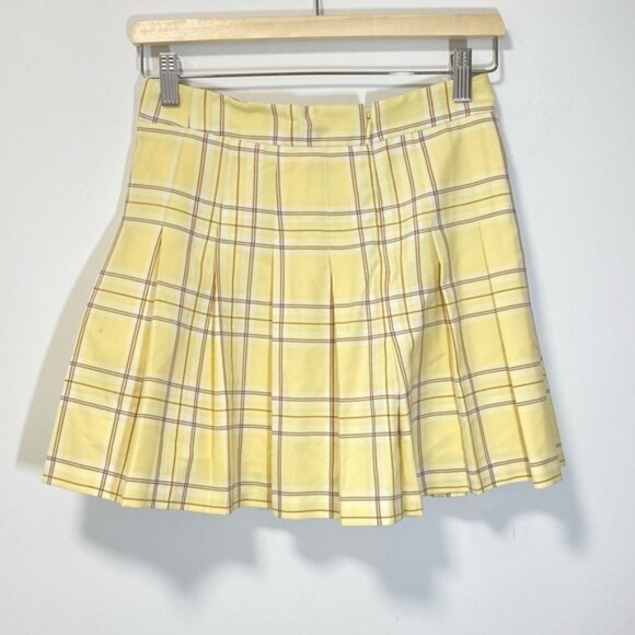 Aritzia Sunday Best Pleated Mini Skirt Yellow Plaid – Size 4 - Picture 3 of 9